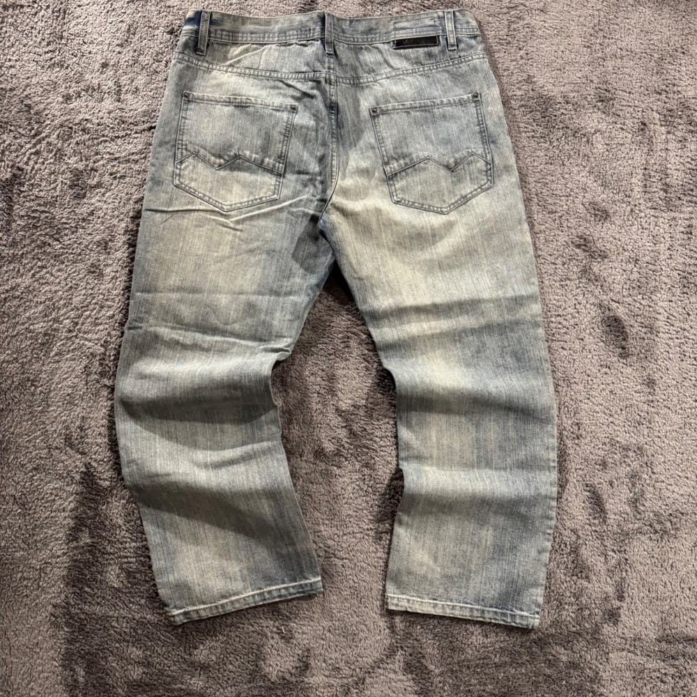 Southpole Premium Mens Distressed Light Wash Straight Leg Denim Jeans Size 38x30